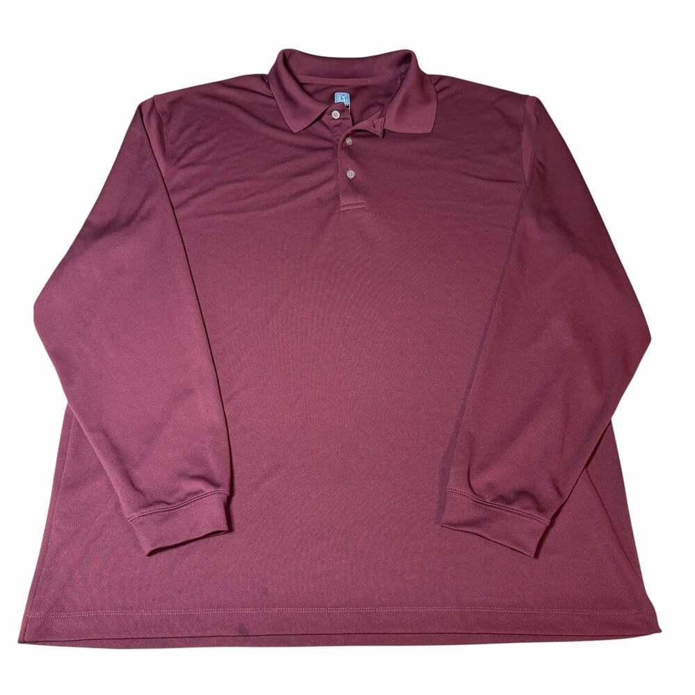 PGA Tour Airflux Men's Long Sleeve Performance Polo Shirt Burgundy